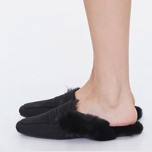 Faux-Fur Lined Mules